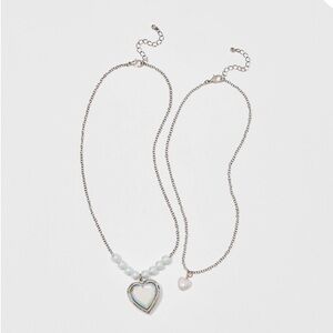 ⭐️ Cat & Jack Heart Locket Necklace Set - Silver and White